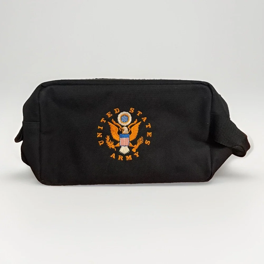 United States Army Hand Gun Bag Soft Case Black Nylon Embroidered Zipped Pocket